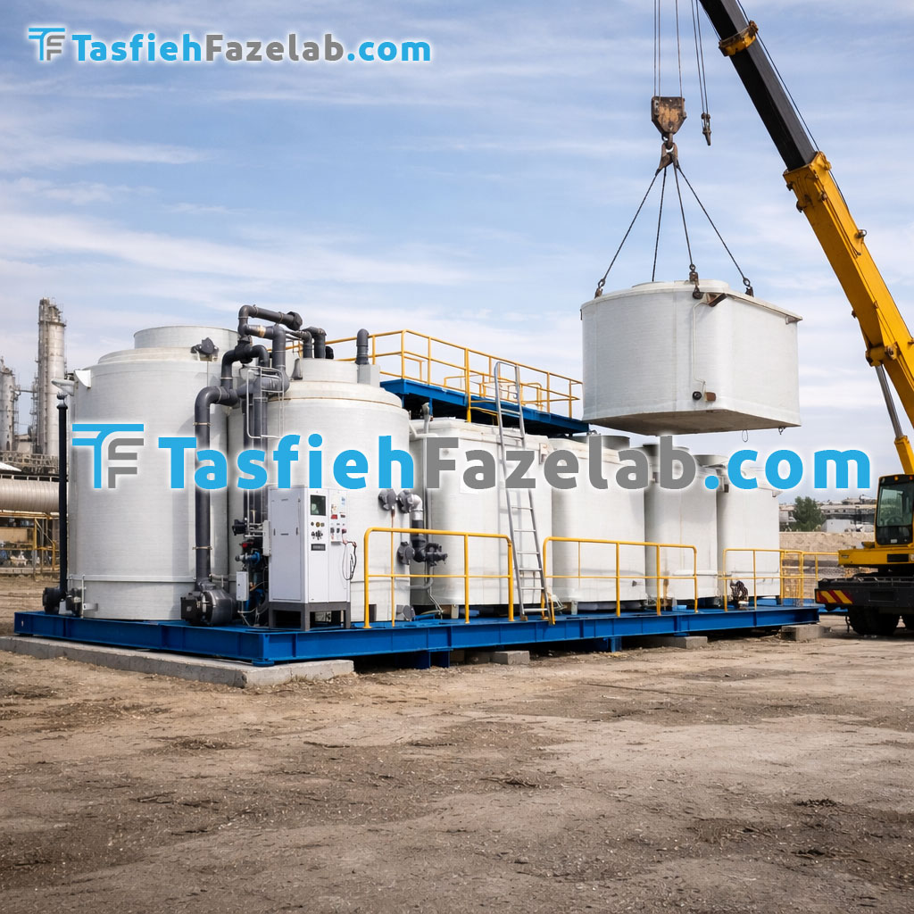 پکیج تصفیه فاضلاب ماژولار فایبرگلاس FRP با قابلیت توسعه مرحله‌ای در سایت صنعتی